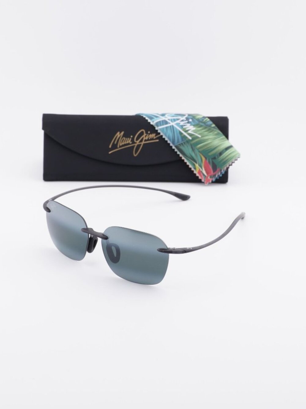 Maui Jim Komohana MJ446 11M Square Rimless Sunglasses – Matte Grey / Grey